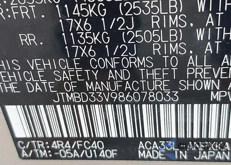 2008 Toyota Rav4 из США, поврежденный, VIN JTMBD33V986078033